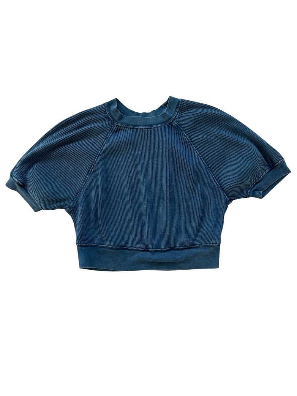 Urban Outfitters Blue Ribbed Cropped Sweatshirt-XS
